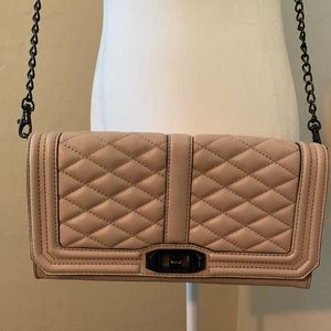 Rebecca Minkoff Love Quilted Beige Leather Clutch